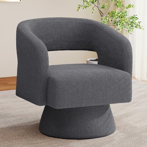 Nebuaegis Swivel Accent Chair, Modern Comfy Teddy Barrel Chairs, Oversized by Nebuaegis