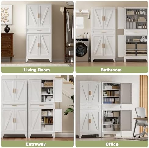COFaR 71" Tall Kitchen Pantry, Farmhouse Storage Cabinet - Image 4