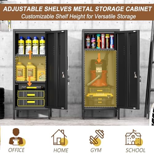 pozdeg 35.43" Black Lockable Small Metal Storage Locker - Image 5