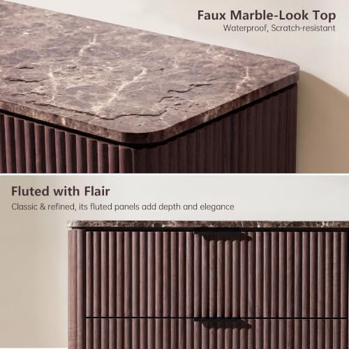 46"W Fluted 5 Drawer Bedroom Dresser, Chest of Drawers - Image 5