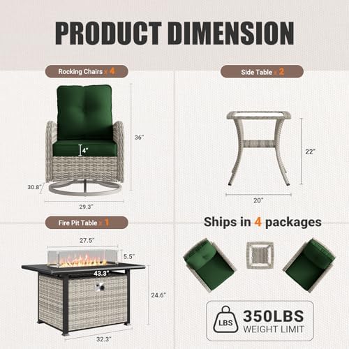 7Pcs Patio Rocking Swivel Chair - Image 2