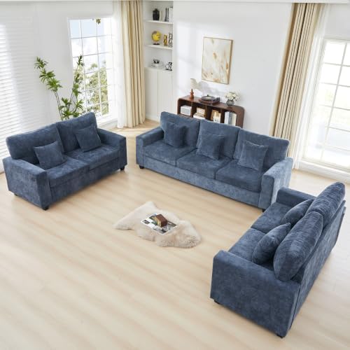 3 Seater Sofa with 2 Loveseat Chenille Couch Set - Image 6