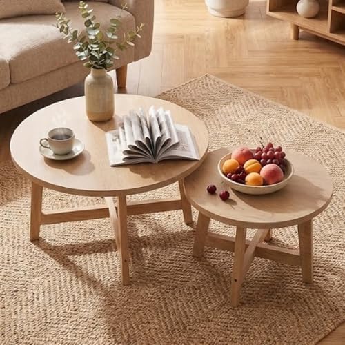 WILLIAMSPACE Round Wooden Nesting Coffee Table Set of 2 - Image 3