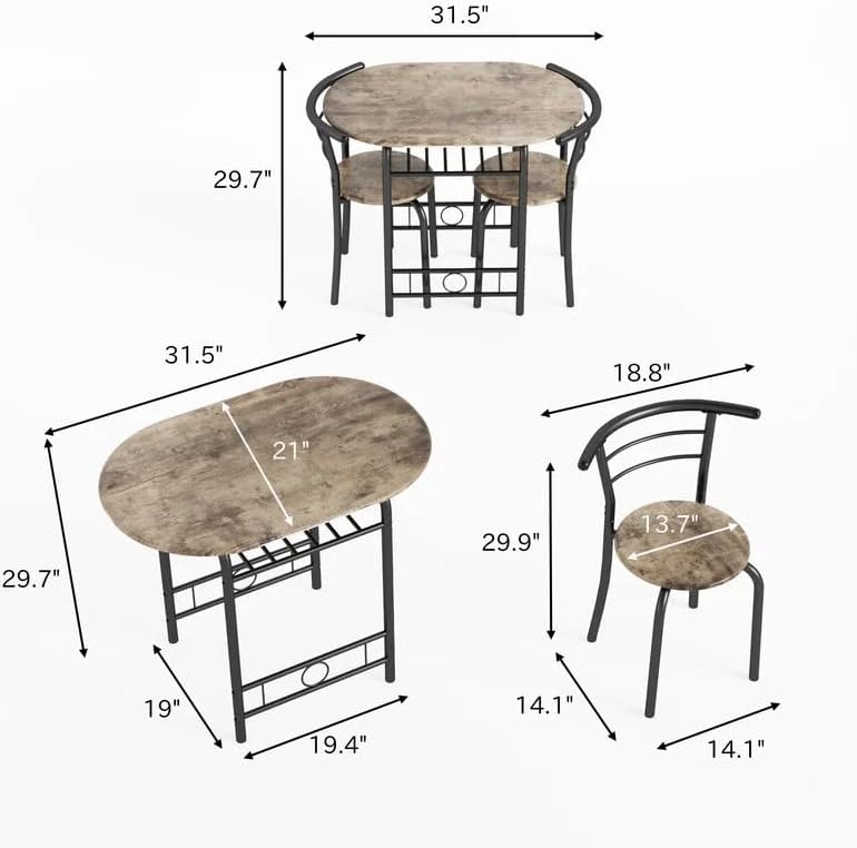 Shahoo 3-Piece Dining Table Set - Image 7