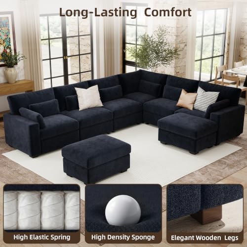 WorthFurni 142.1'' Modular Sectional Sofa, L Shaped Oversized Extra Deep Couches - Image 6