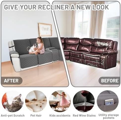 Waterproof Sectional Reclining Couch Covers L Shaped Recliner Sectional Sofa - Image 6