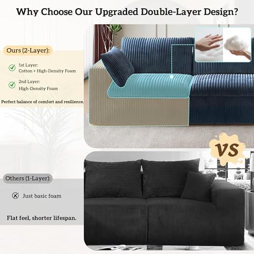 118" Cloud Couch Modular Sectional Sofa, Boneless U-Shaped Deep Seat Couch - Image 3