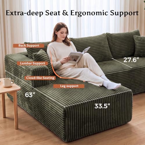 118" U Shaped Boneless Couches for Living Room, Modular Sectional Sofa - Image 5