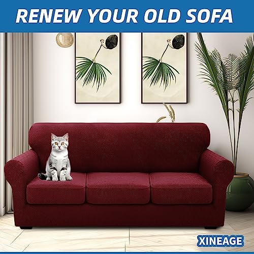 XINEAGE 4-Piece Stretch Sofa Cover, Washable Couch Covers - Image 4
