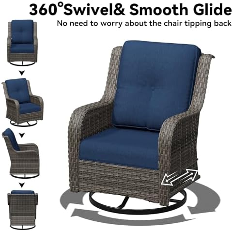 6 Piece Outdoor Wicker Patio Furniture Set, Outdoor Swivel Rocker Patio Chairs - Image 4