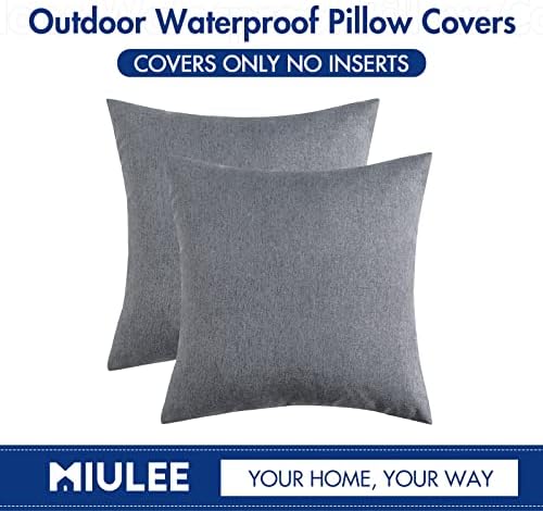 MIULEE Decorative Outdoor Pillow Covers Euro Waterproof 26x26 Dark Grey - Image 6