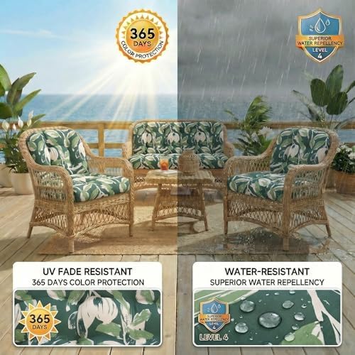 1 MIDDLE ONE Wicker Chair Cushions 3 Pieces Set - Image 4