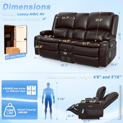 RV Loveseat Recliner Wall Hugger - Image 2