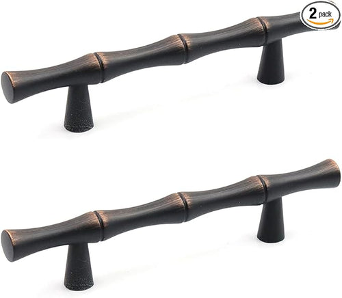 2PCS Bamboo Cabinet Pulls 3 Inch Hole Distance Dresser Handle Black and Red by Tighall