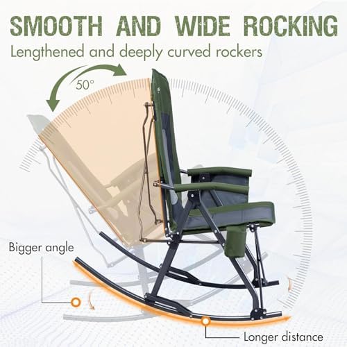 Portal Oversized Folding Rocking Camping Chair Portable 400 lbs Green - Image 4