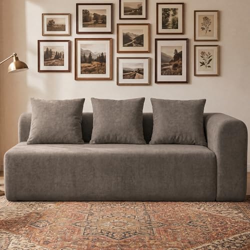 Claiks 71" Right Armrest Boneless Sectional Loveseat Sofa, Light Grey by CLAIKS