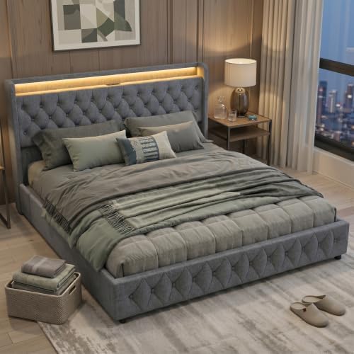 King Size Bed Frame, 4 Storage Drawers, Charging Station - Image 3