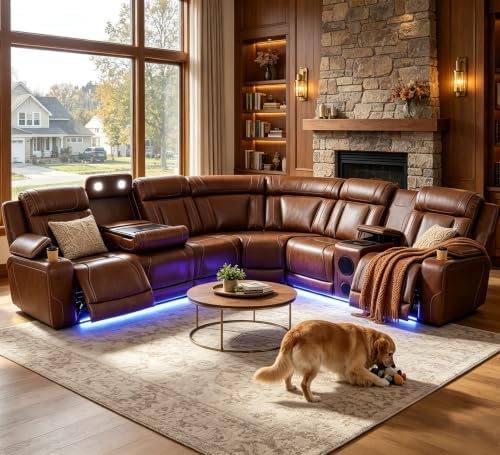 Leather Power Reclining Sectional Sofa Set by PonlivingFurniture