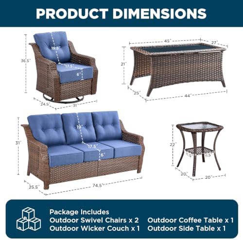 Luxury 5 Pieces Outdoor Patio Furniture Set-All Weather Wicker Outdoor Furniture - Image 2