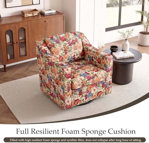 Swivel Accent Chair, Floral Upholstered Armchair - Image 5