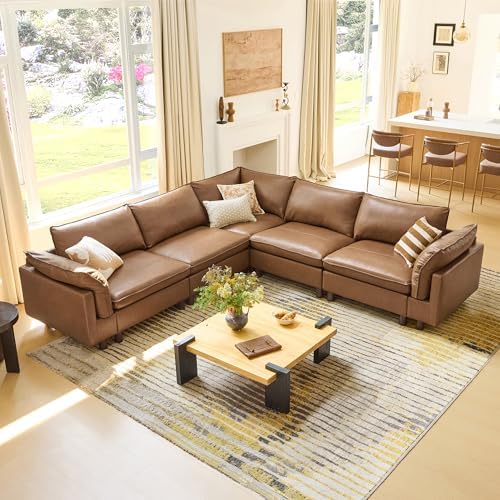 CHITA 118" Genuine Leather Sofa, Large Sectional Couches, 5 Seater by Unknown