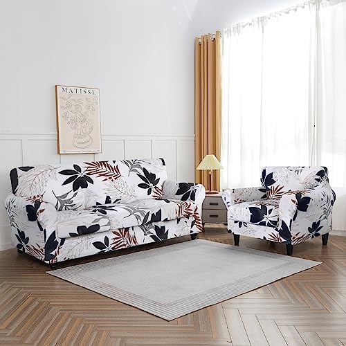 SearchI Stretch Sofa Cover Printed Couch Cover, Floral Pattern 4 Pieces Sofa - Image 5
