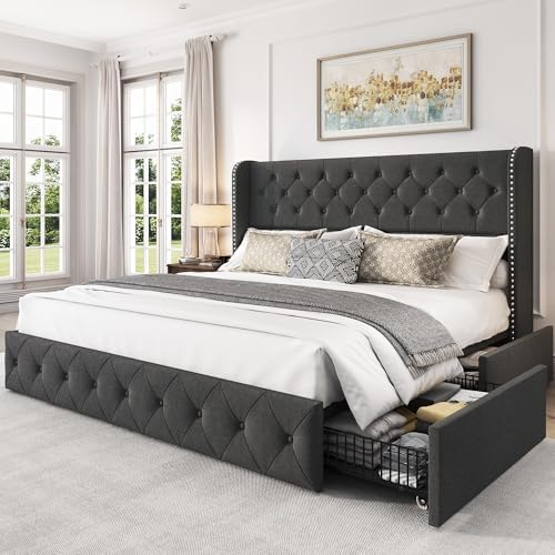 LARMACE King Size Platform Bed Frame by LARMACE