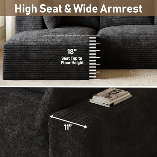ONEMMLION 107" L-Shaped Cloud Boneless Couch Sofa - Image 3