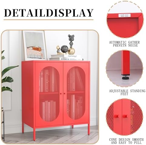 2 Door Accent Cabinet, Metal Storage Cabinet - Image 6