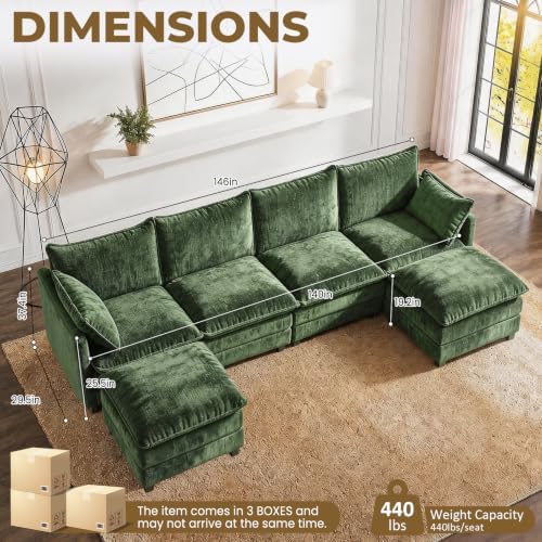 LEVELEVE 146" U-Shape Modular Sofa - Image 2
