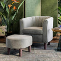 LINSY Accent Chair with Ottoman, Modern Barrel Chair Small Armchair Reading by Linsy