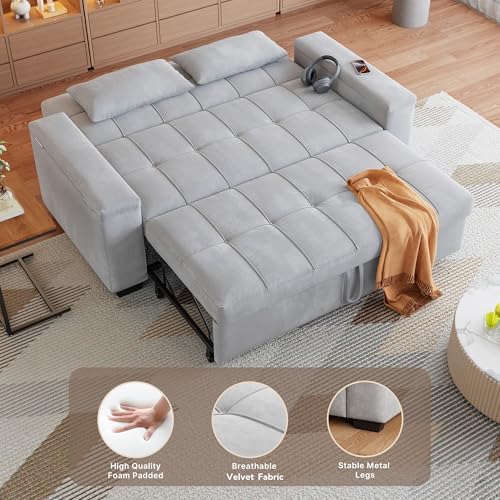 Gizoon Convertible Sofa Bed, 3 in 1 Velvet Sleeper Sofa - Image 6
