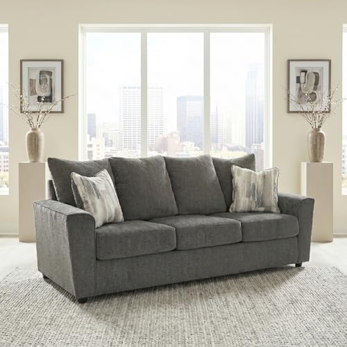 Signature Design by Ashley Gray Chenille Sofa, Easy Assembly - Image 2