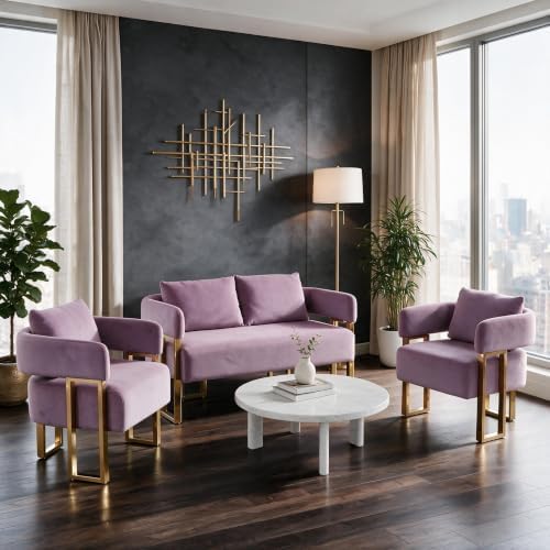YISHENG Loveseat Sofa and 2 Accent Chairs, Comfy 3 Piece Sofa Couch by Yisheng