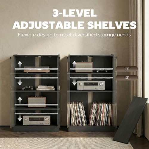 HOMCOM Media Cabinet 4-Tier Stereo Cabinet - Image 6