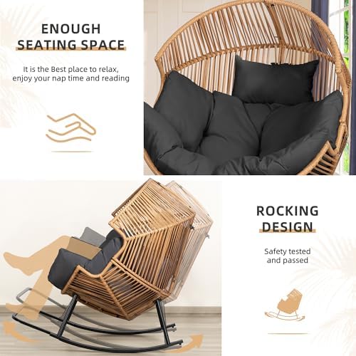 Vongrasig Wicker Rocking Egg Chair PE Rattan - Image 6