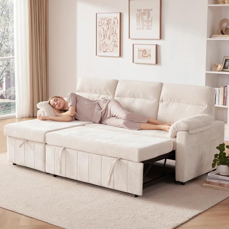 Tbfit 84" Pull Out Sofa, 3 in 1 Sleeper Sofa Couch - Image 5