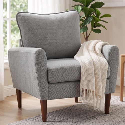 Comfy Accent Chair with Spring Sponge Cushion Upholstered Lounge Chair Grey by ALPEN