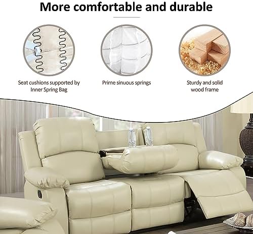A Ainehome Living Room Furniture Set Leather Recliner Sofa Set Loveseat Chair - Image 6