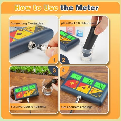 UIUZMAR pH EC Meter for Hydroponics 7 in 1 pH EC PPM CF ORP Temp Humidity - Image 6