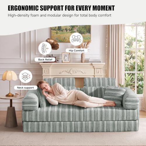 79" Memory Foam Sofa Bed, High Headrest Convertible Futon Boneless Couch - Image 5