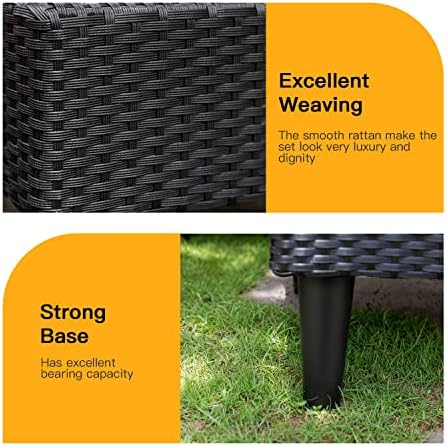 FDW 5-Piece Patio Furniture Set | Red | Outdoor Wicker Furniture - Image 6