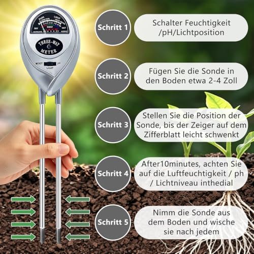 3 in 1 Soil Tester Soil Moisture Fertility pH Tester Soil Test Soil Moisture - Image 5