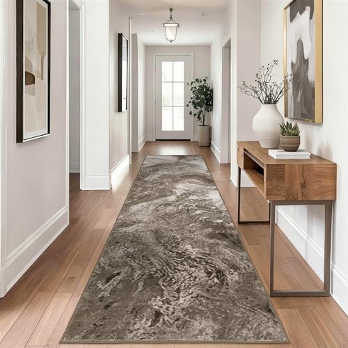 Abstract 2x6 Runner Rug for Entryway: Modern Brown Rug for Kitchen Bedside - Image 4