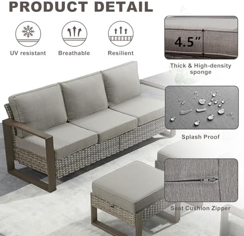 Grey Outdoor Wicker Patio Furniture Sets of 6 - Image 5