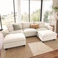 SUNSHINE VALLEY 123.6" U Shaped Modular Cloud Couch Sectional Sofa Ottoman by SUNSHINEVALLEY