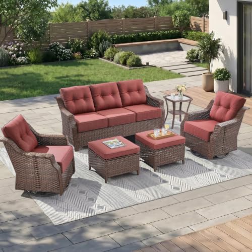 Luxury 6 Pieces Outdoor Patio Furniture Set-All Weather Wicker Outdoor Furniture by JelwalyPatioFurnitureSet