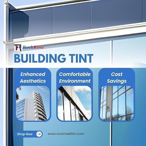 Rockrose Professional Window Tint for Home – One Way Privacy Window Film for Home Offices Heat Blocker Reflective Adhesive Mirror Tint with 99% UV Block – Silver 36in x 100FT