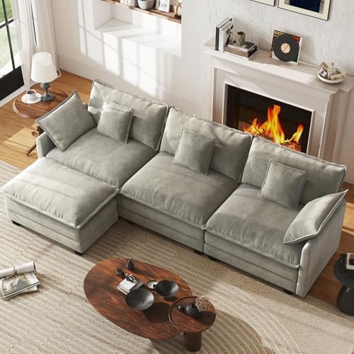 WorthFurni 111.4" Cloud Couch, Modular Sectional Sofa by WorthFurni