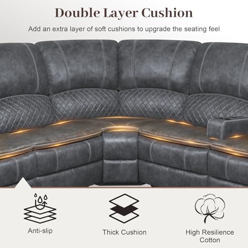 6 Seater Reclining Sofa Set, Modern Living Room Couch Set - Image 4